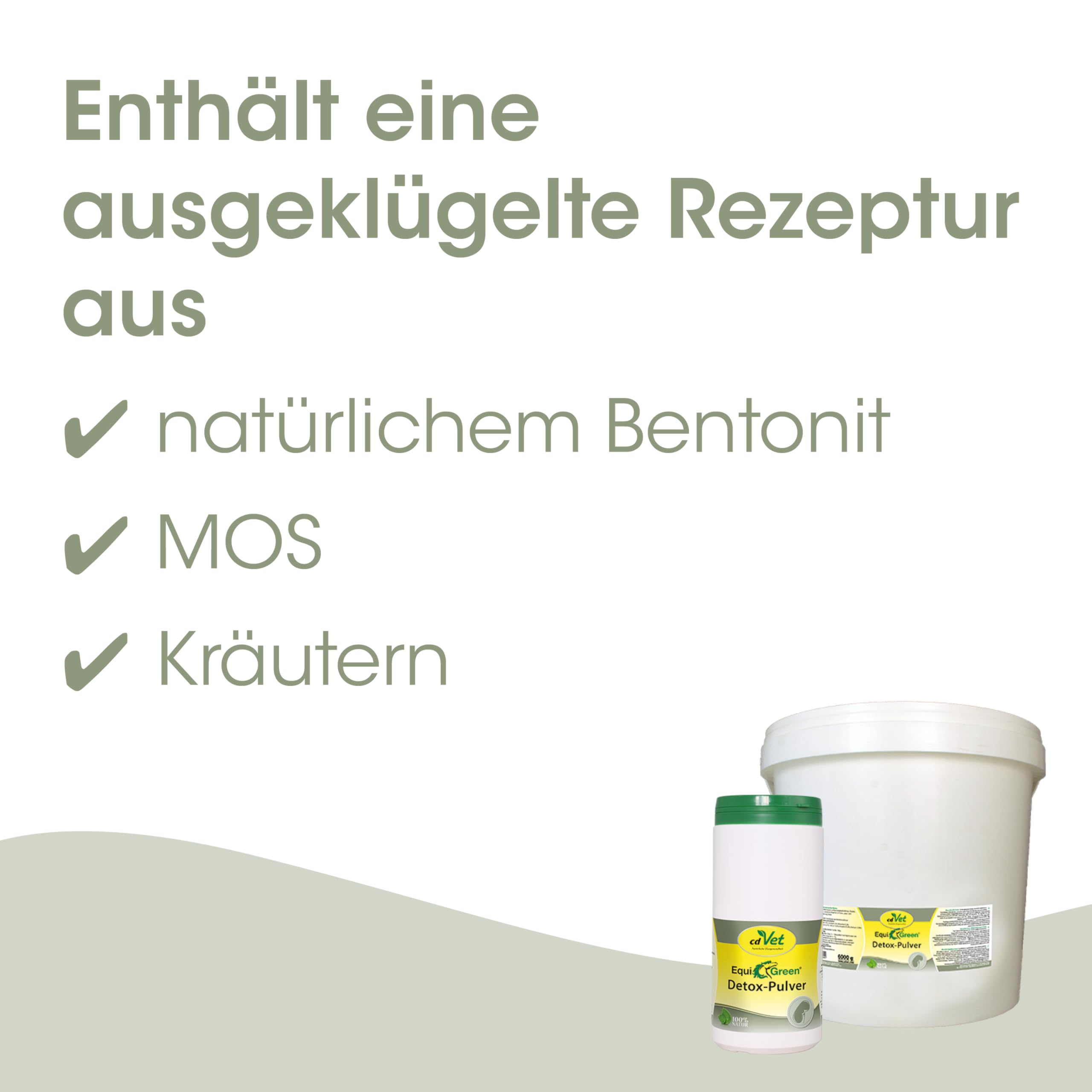 cdVet EquiGreen Detox Pferdemineralfutter 2kg - Bentonit Pulver für verbesserte Darmgesundheit