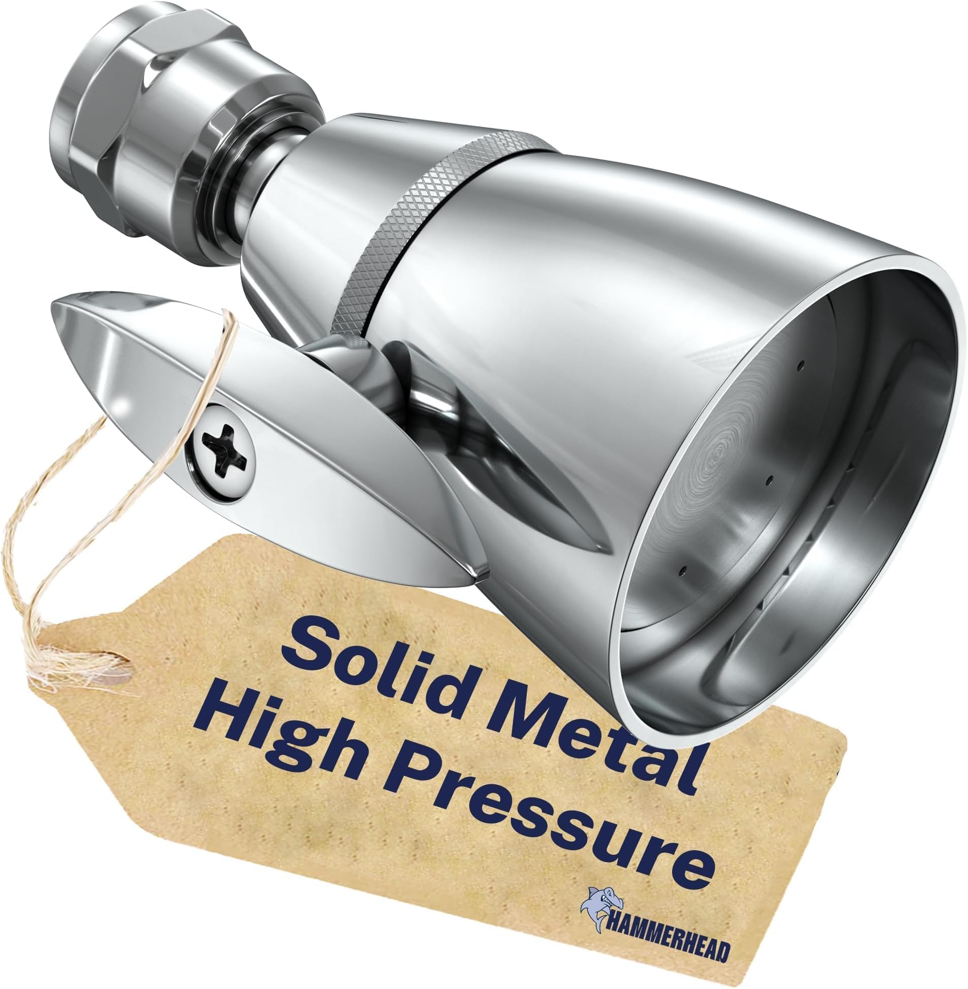 HammerHead Showers ALL METAL 2 Inch High Pressure Heads - CHROME – Industry Max 2.5 GPM Heads High Pressure - High Flow Head with Pressure Boosting Head - ADJUSTABLE SPRAY PATTERN