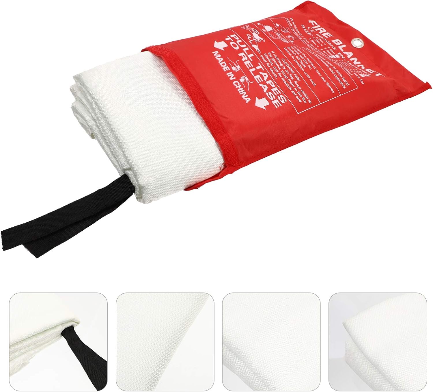 BESPORTBLE 1.8m Fire Emergency Blanket Lightweight Insulation Fire Suppression Blanket for Kitchen Camping and Home Use High-Temperature Reinforced Strap