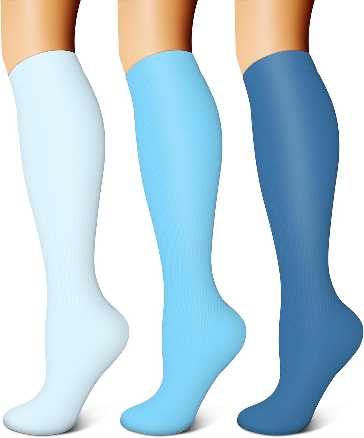 FEYHAY Copper Compression Socks (3 Pairs) 15-20 mmHg Circulation is Best Athletic & Daily for Men & Women, Running, Climbing