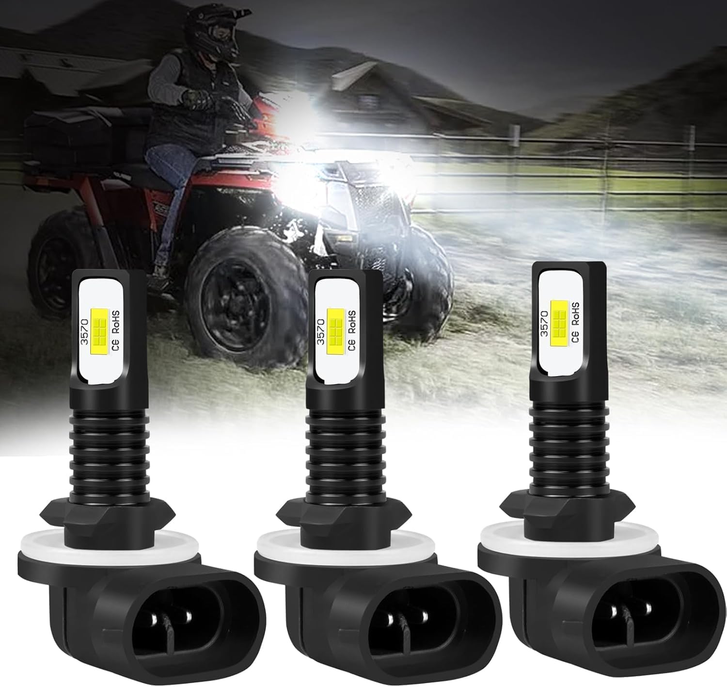 881 LED Headlight Bulbs Fit For Polaris Sportsman 500 550 570 600 700 800 XP LED Headlight Bulbs,881,889,862,886,894,896,898 ATV UTV Accessories,6000K Cool White,3pcs led bulbs