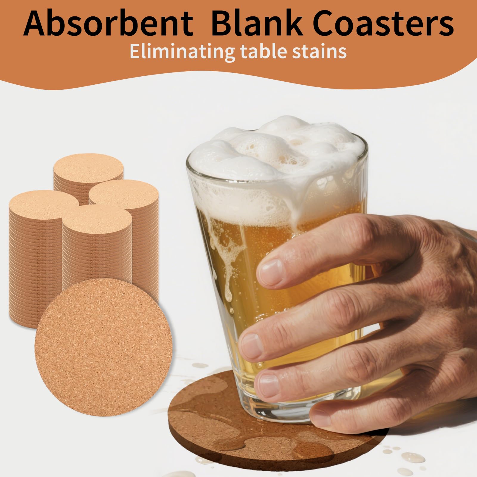 320 posavasos de corcho a granel de 4 pulgadas absorbentes de corcho para platos, copas de vino, cocina, oficina, bar en casa