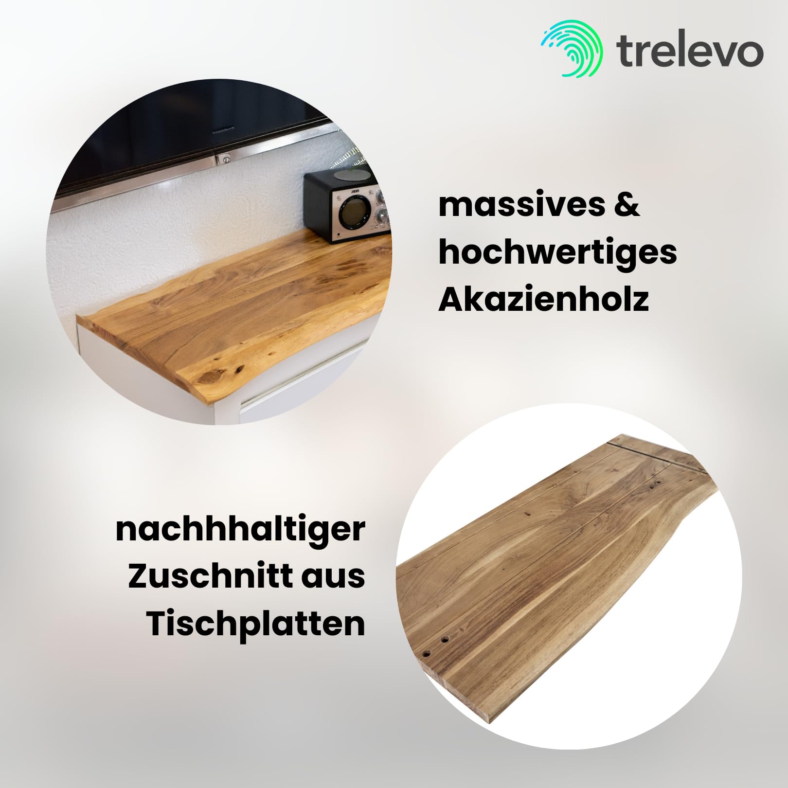 Holzplatte 80x50 cm, Akazienholz massiv 26mm, naturfarben, Zuschnitt nach Maß, Baumkantenplatte für Bastler und Heimwerker