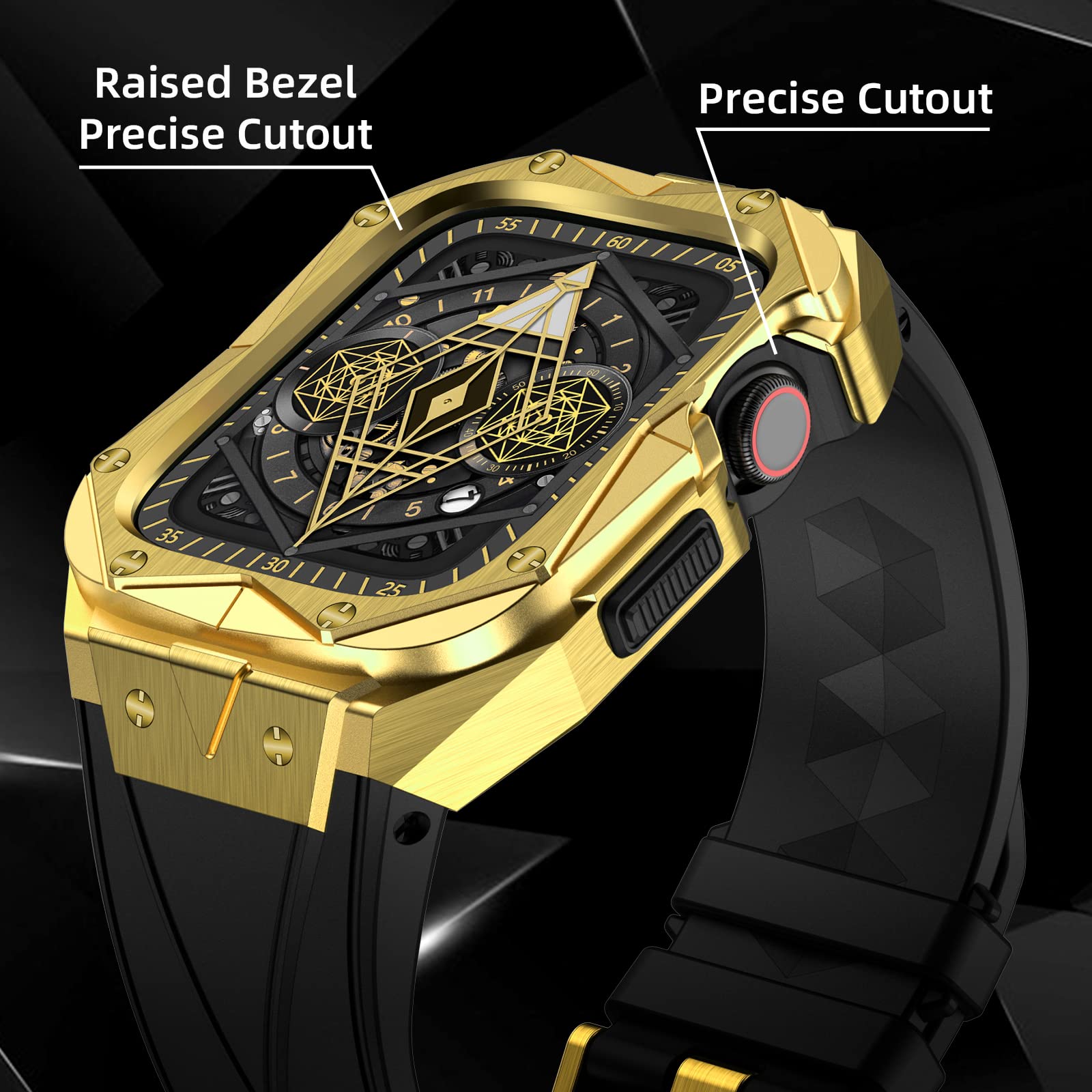DAZE - Custodia protettiva compatibile con Apple Watch serie 9, 8, 7, 6, con custodia da 44 mm e 45 mm, in silicone monopezzo, resistente agli urti, in TPU durevole