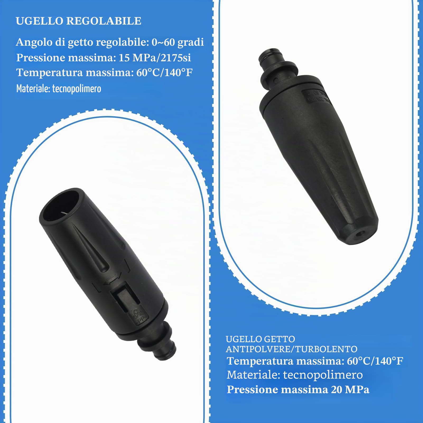 Lancia ad Alta Pressione per Idropulitrici, Compatibile per Modelli K2, K3, K4, K5, K6, K7, Ugello Regolabile in Plastica Due Düsen Intercambiabili per Pulizia Efficace