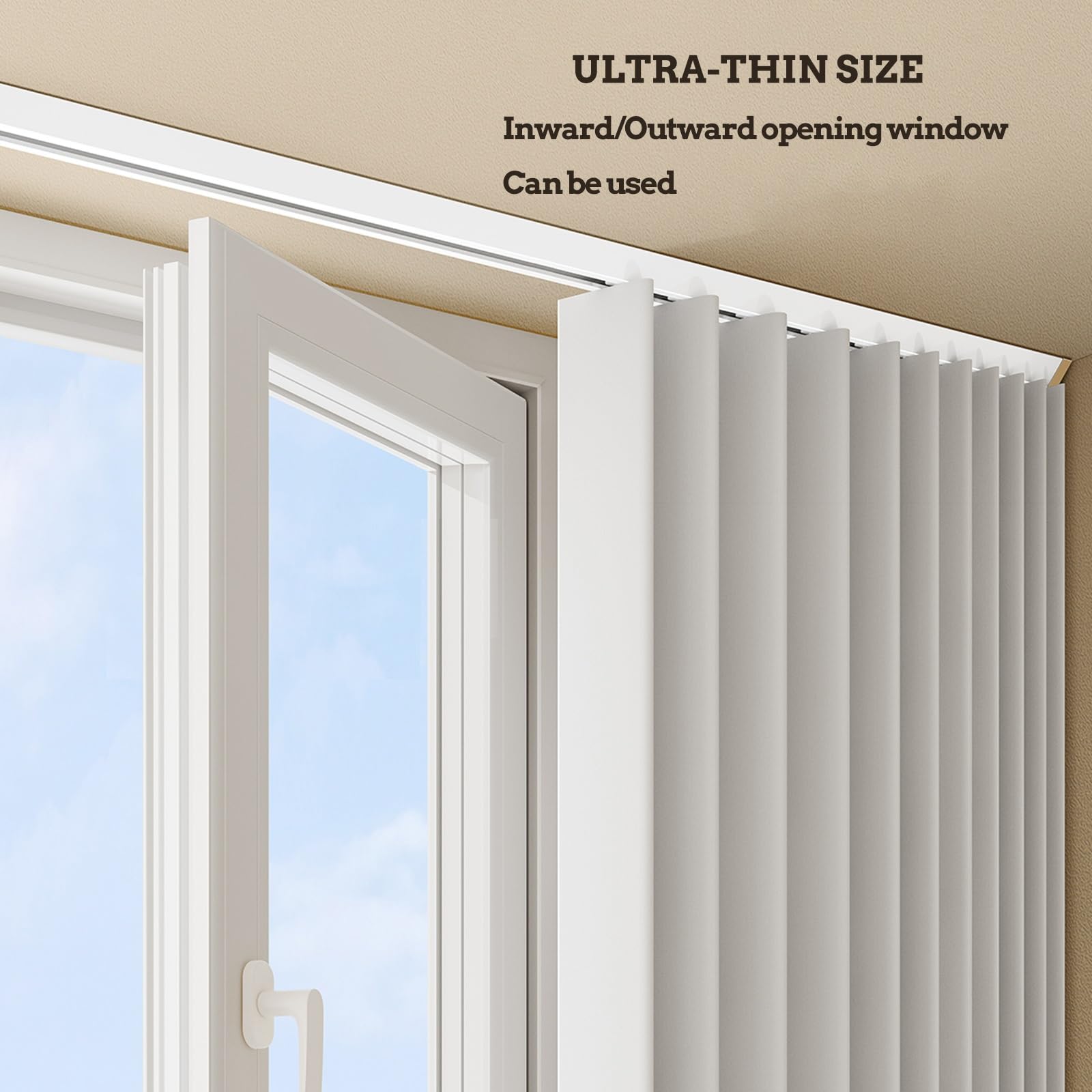 Rail de rideau ultra fin simple ou double pour chambre à coucher, salon, baie vitrée, douche (simple 130 cm) Design élégant Installation facile