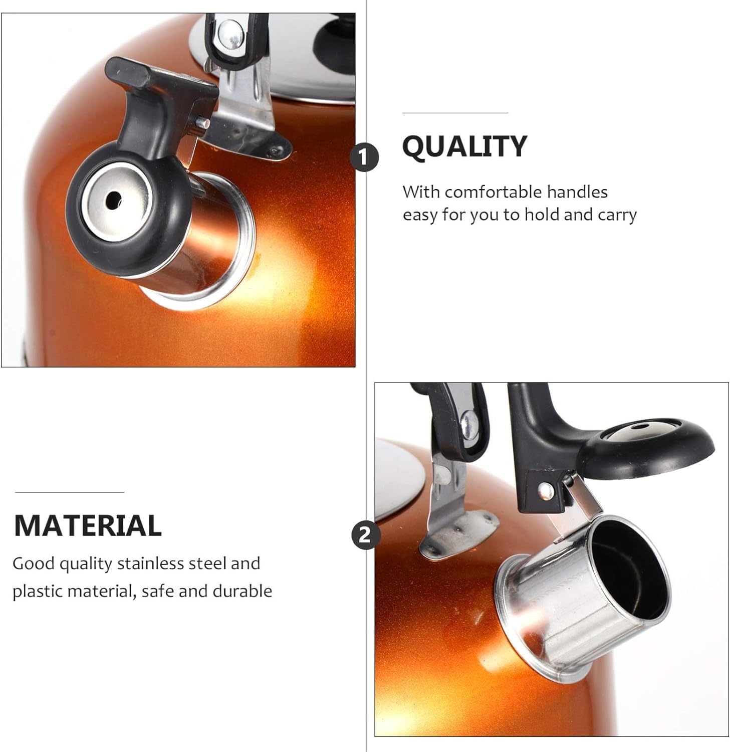 Stove Top Stove Top Kettle 3L Stainless Steel Tea Kettle Steel Teapot Handle Whistling Tea Pot for Stovetop Home Kitchen Office Whistle Kettle Teakettle(Red)