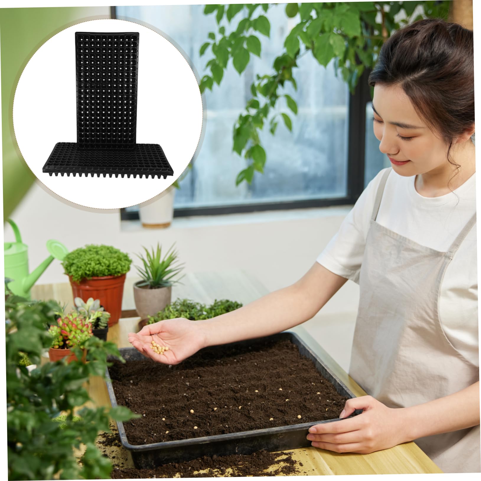 Abaodam Plateau de Semis 10 Pièces 200 Cellules PVC Noir pour Jardinage