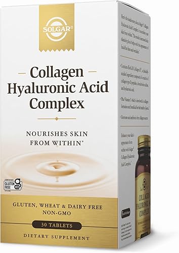 Solgar Complejo de colágeno ácido hialurónico - 30 tabletas - con colágeno hidrolizado tipo 2 y condroitina - sin OMG, sin gluten y lácteos - 30
