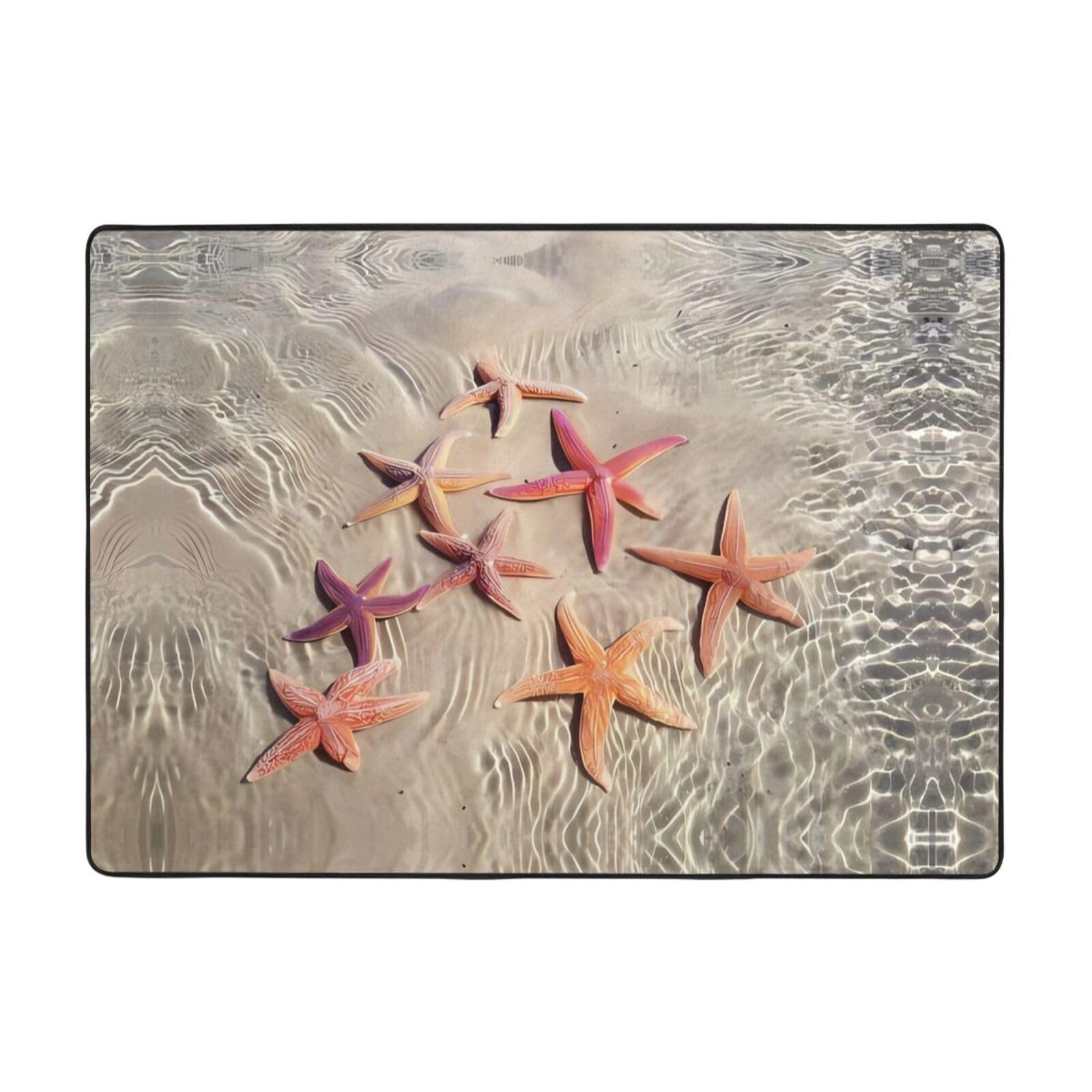 Tapis océan et étoiles de mer 203x147 cm pour salon et table basse