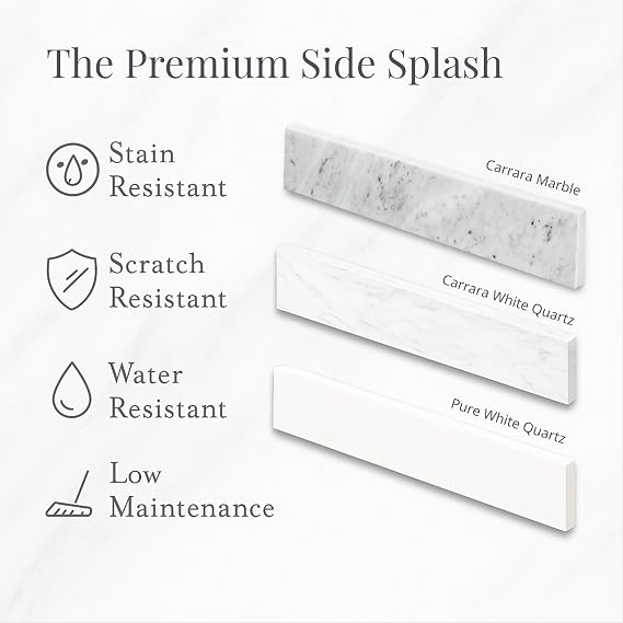 DKB 22x4 Pure White Quartz Sidesplash for Vanity Clean & Contemporary Style