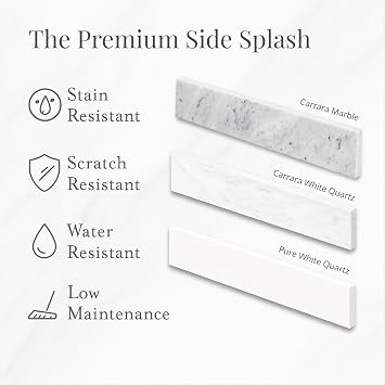 DKB 22x4 Pure White Quartz Sidesplash for Vanity Clean & Contemporary Style