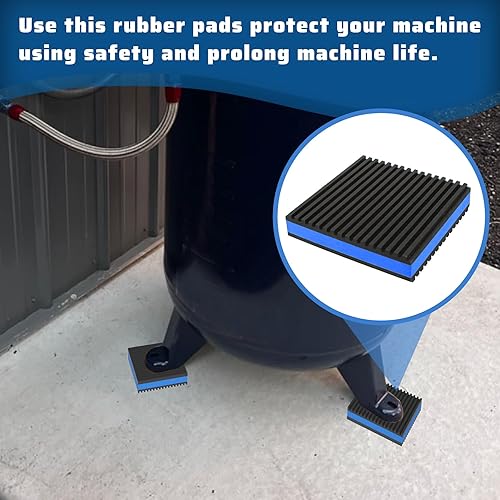 Miniatura 8 de Paquete de 4 almohadillas de goma antivibración de 4 x 4 x 78 pulgadas, almohadillas de aislamiento de vibración EVA resistentes para compresos,