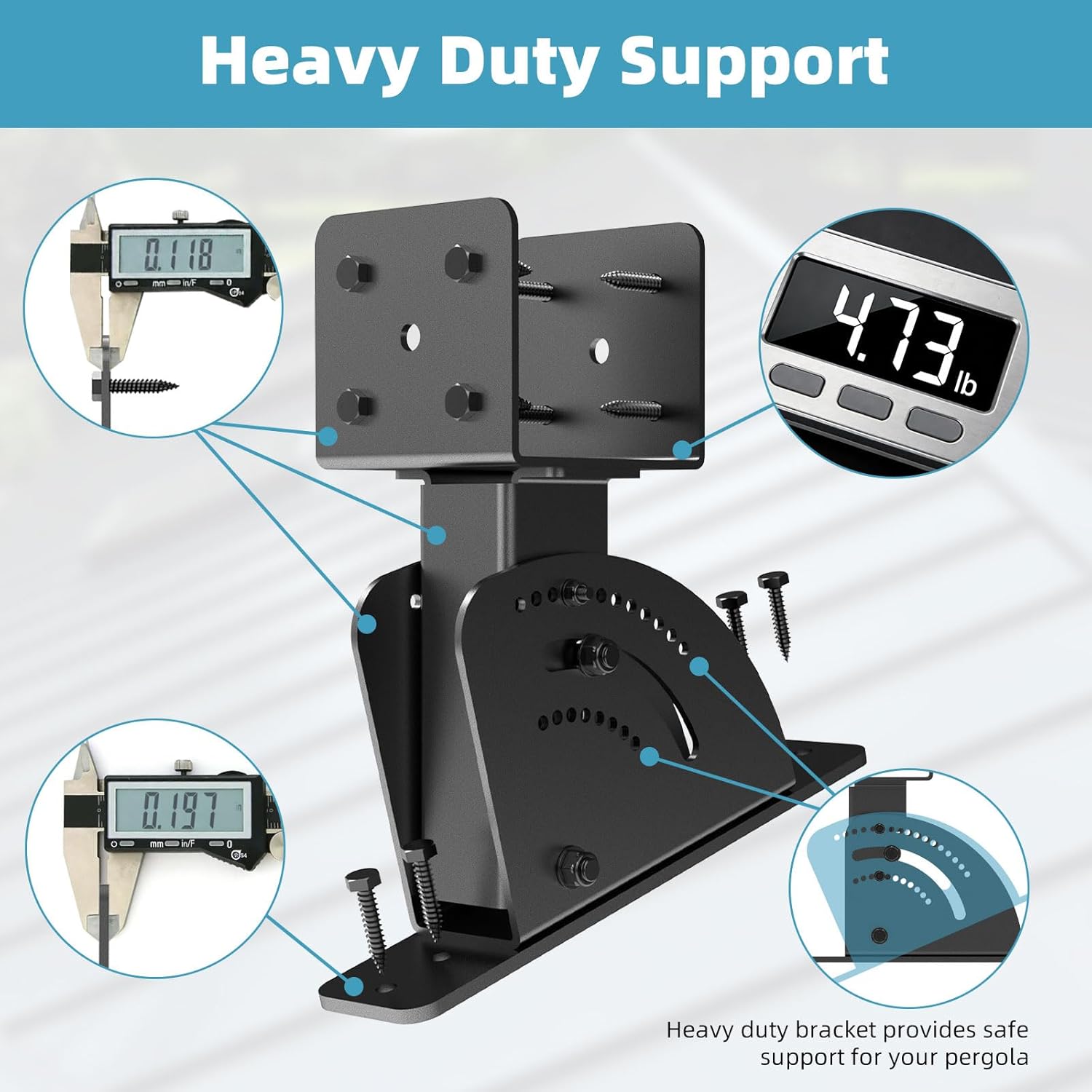 4Pcs 4x4/4x6 Roof Riser Brackets Kit Heavy Duty Roof Riser for Stable Support Patio Pergola Pergola Brackets Includes Complete Set of Accessories