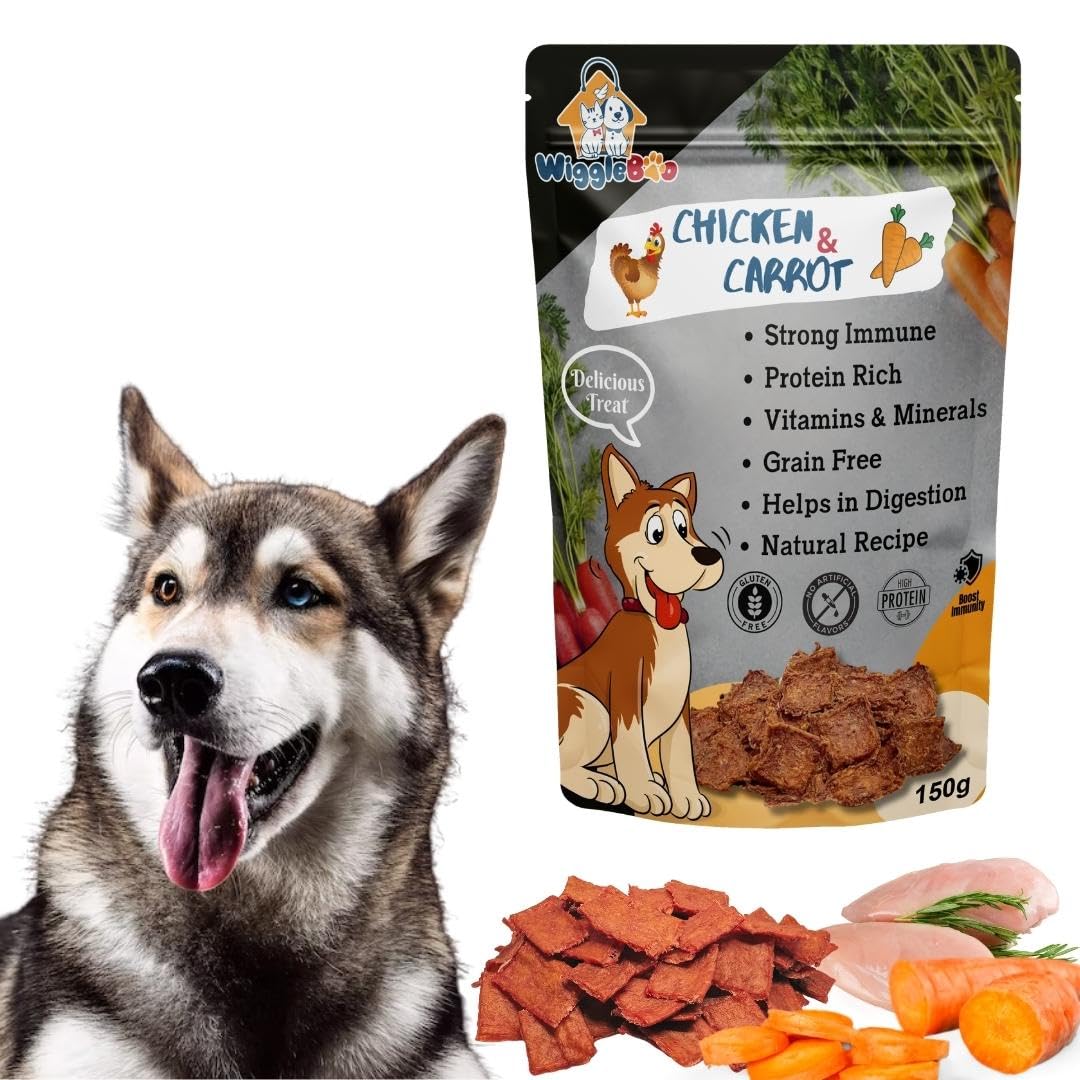 WiggleBoo Chicken & Carrot Dog Treat | Protein Rich | Crunchy Snack | Healthy Food | 150g (B09174KY2D) Amazon Price History, Amazon Price Tracker