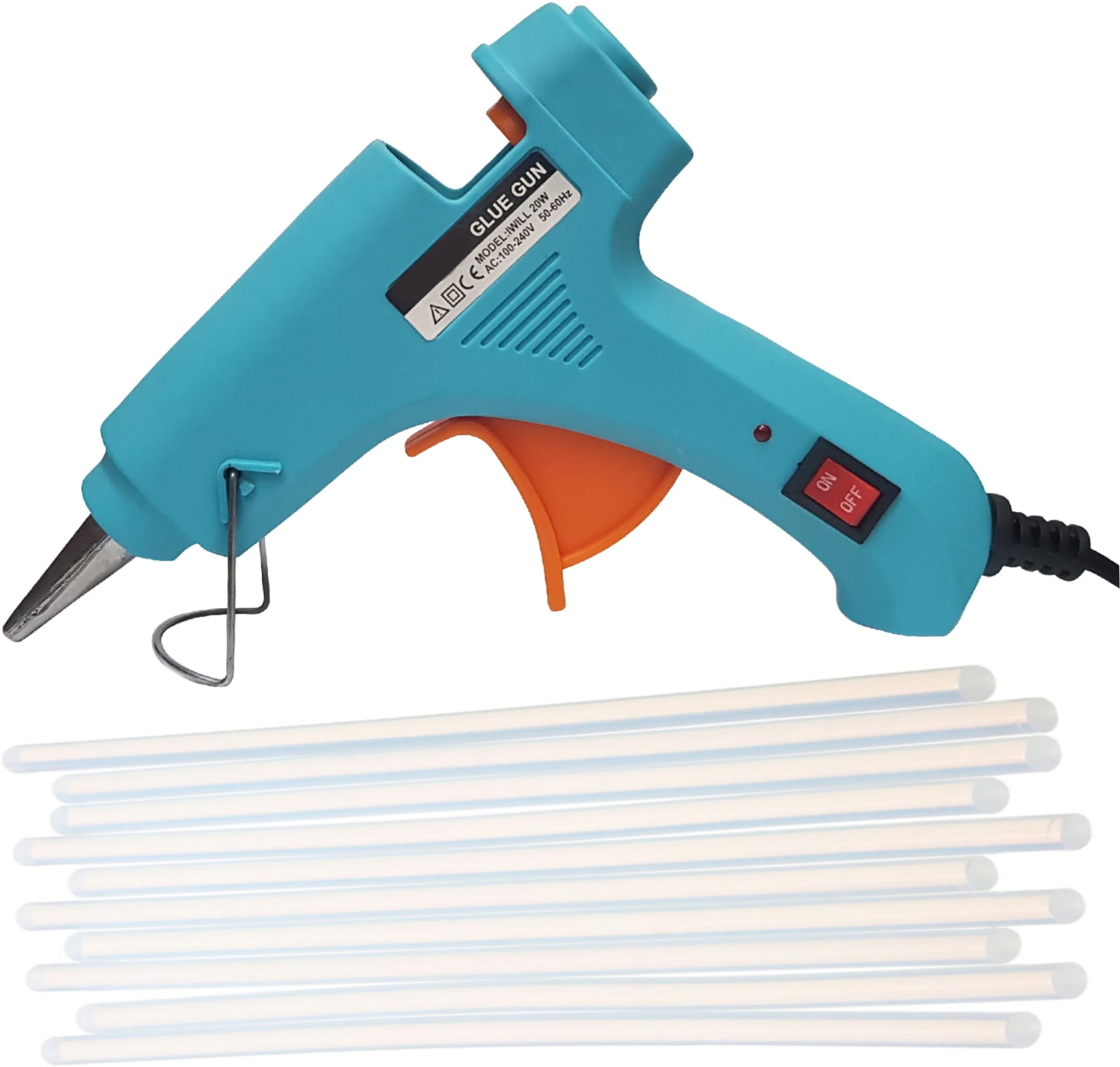 Hot Glue Gun with Glue Sticks | 20W Hot Melt Glue Gun With Anti Drip For Arts And Crafts, DIY Projects |Leak Proof Glue Gun With Strong Gumming Glue Sticks (10 Sticks, Turquoise)