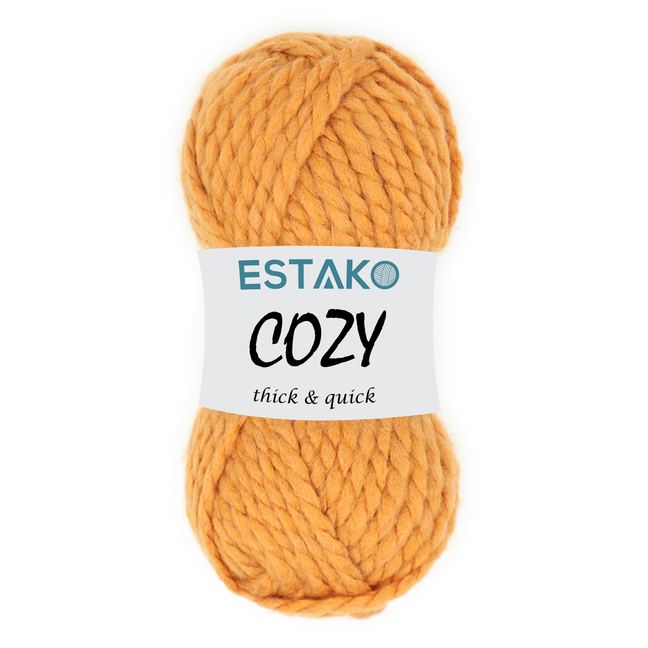 Estako Cozy Thick & Quick Yarn 20% Wool 80% Acrylic Soft Super Bulky Weight #6 Knitting and Crocheting Yarn 3.52 oz (100gr) 65 yds (60 m) (52095-