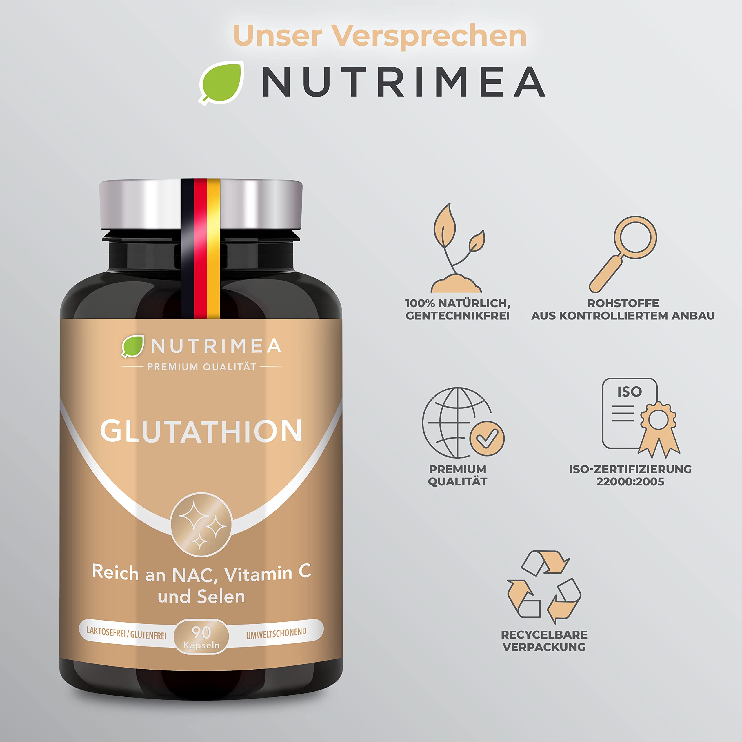 nutrimea glutathione Pure Form S-Acetyl Glutathione 90 Capsules Adults Brightening Supplement  Single Item Glutathione Capsule Standard Delivery Glutathione Supplement -  Lazada main image 0