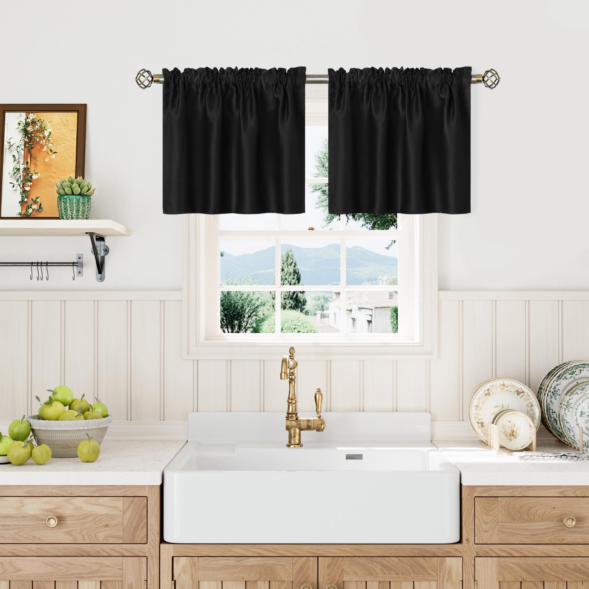 BGment Small Curtains 18 Inches Long Tier Drapes with Rod Pocket