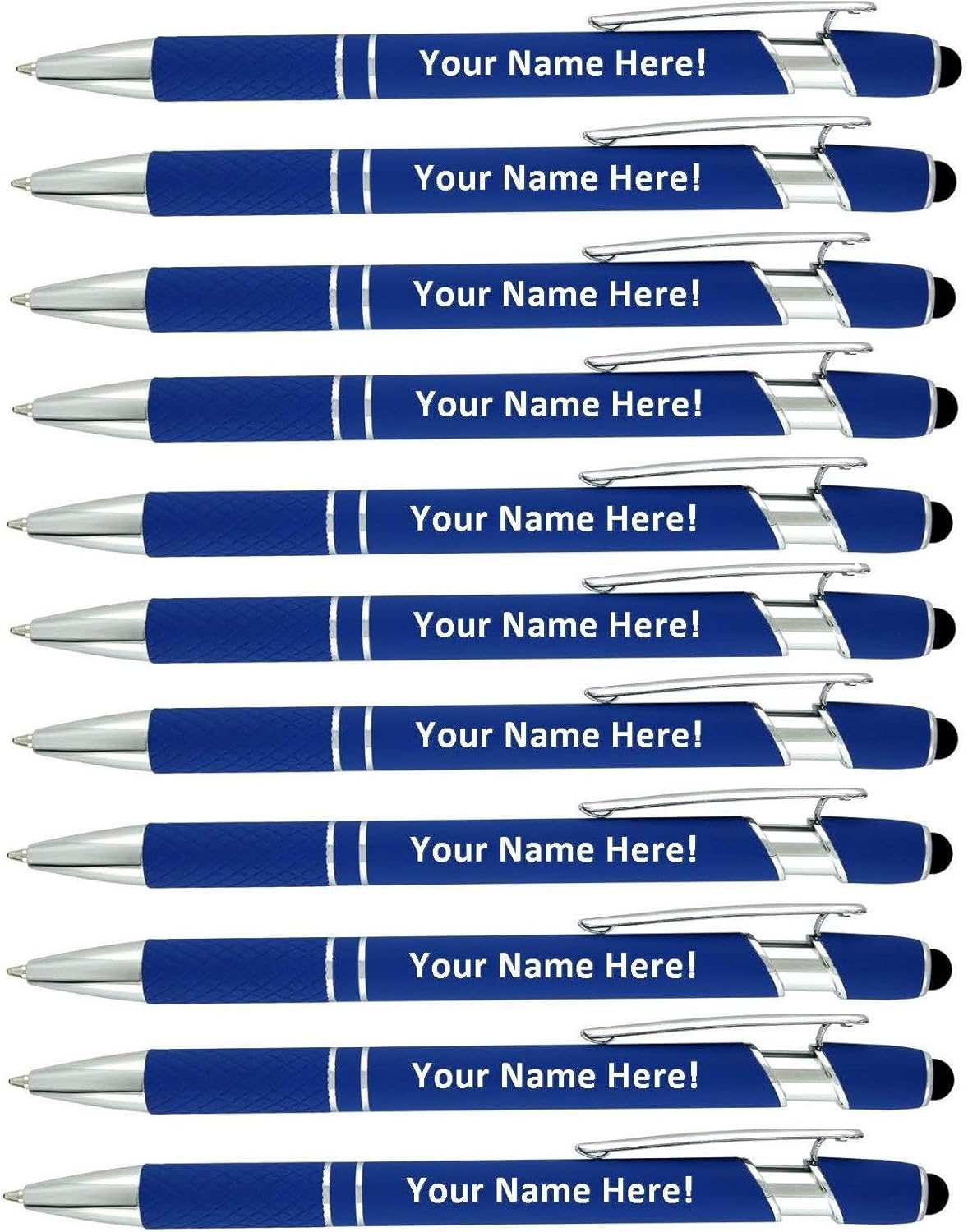 Personalized Stylus Pens with Custom Text-Bulk-100 Pack-Capactive Styli Pen with Ballpoint-Soft Rubberized Pen- Sensitive Rubber tip for Your Phone- Compatible with Most Touch Screen Devices- Black