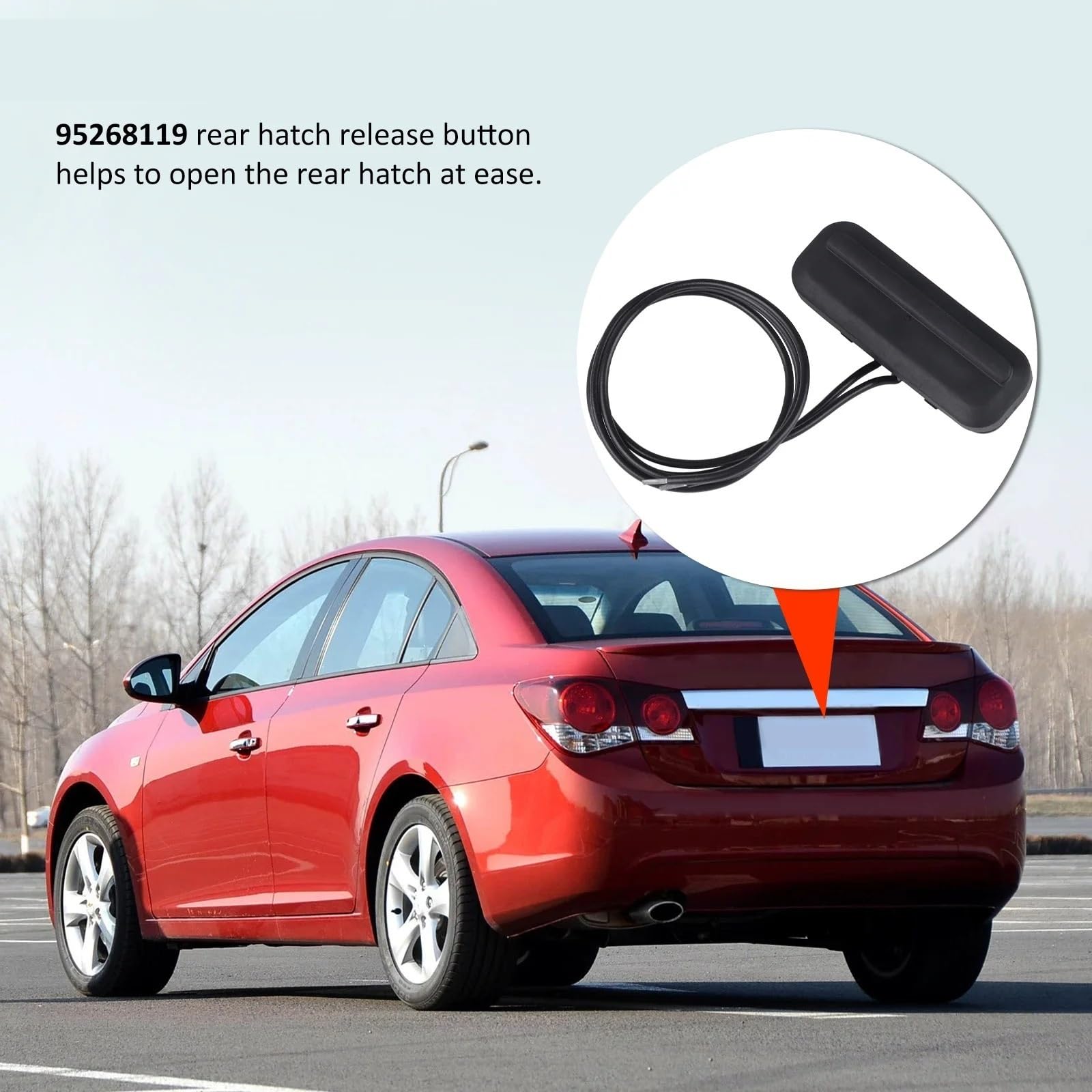 Kofferraumverriegelung kompatibel mit Chevrolet Cruze 2011–2015 (Teilenummer: 95268119, 95057238, 95270497), Entriegelungsknopf für die Kofferraumklappe