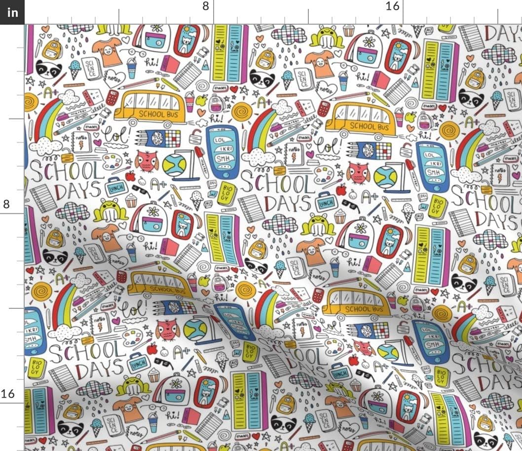 Spoonflower Fabric - School Doodles Children Teacher Notes Notebook Printed on Petal Signature Cotton Fabric Fat Quarter - Sewing Quilting Apparel Crafts Decor