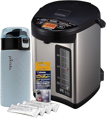 Zojirushi Caldera y calentador de agua de 4.0 litros (negro) con temporizador de ahorro de energía y fácil de limpiar, paquete interior de acero