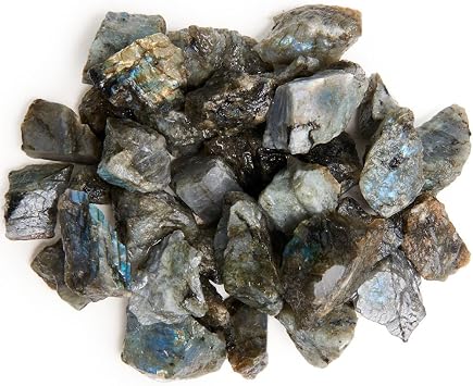 1 lb Labradorite Rough Rocks from Madagascar - Large 1"+ Raw Natural Stones for Arts, Crafts, Tumbling, Cabbing, Polishing, Wire Wrapping, Wicca and Reiki Crystal Healing