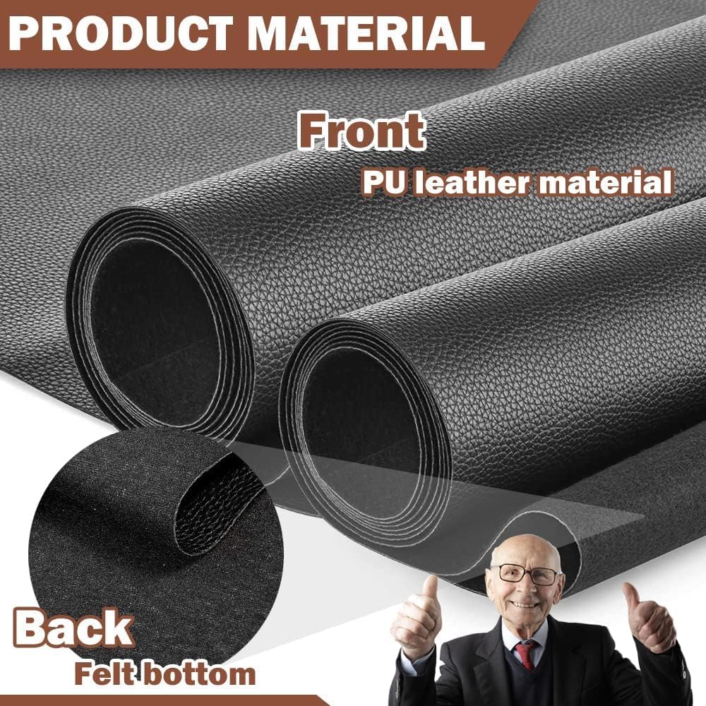 Marine Vinyl Upholstery Faux Leather, Black Grain Faux Leather Upholstery Fabric 54"x79", Marine Vinyl Fabric Waterproof Durable for Outdoor Boat Automotive, DIY and Crafting Pleather (2 Yard, Black)