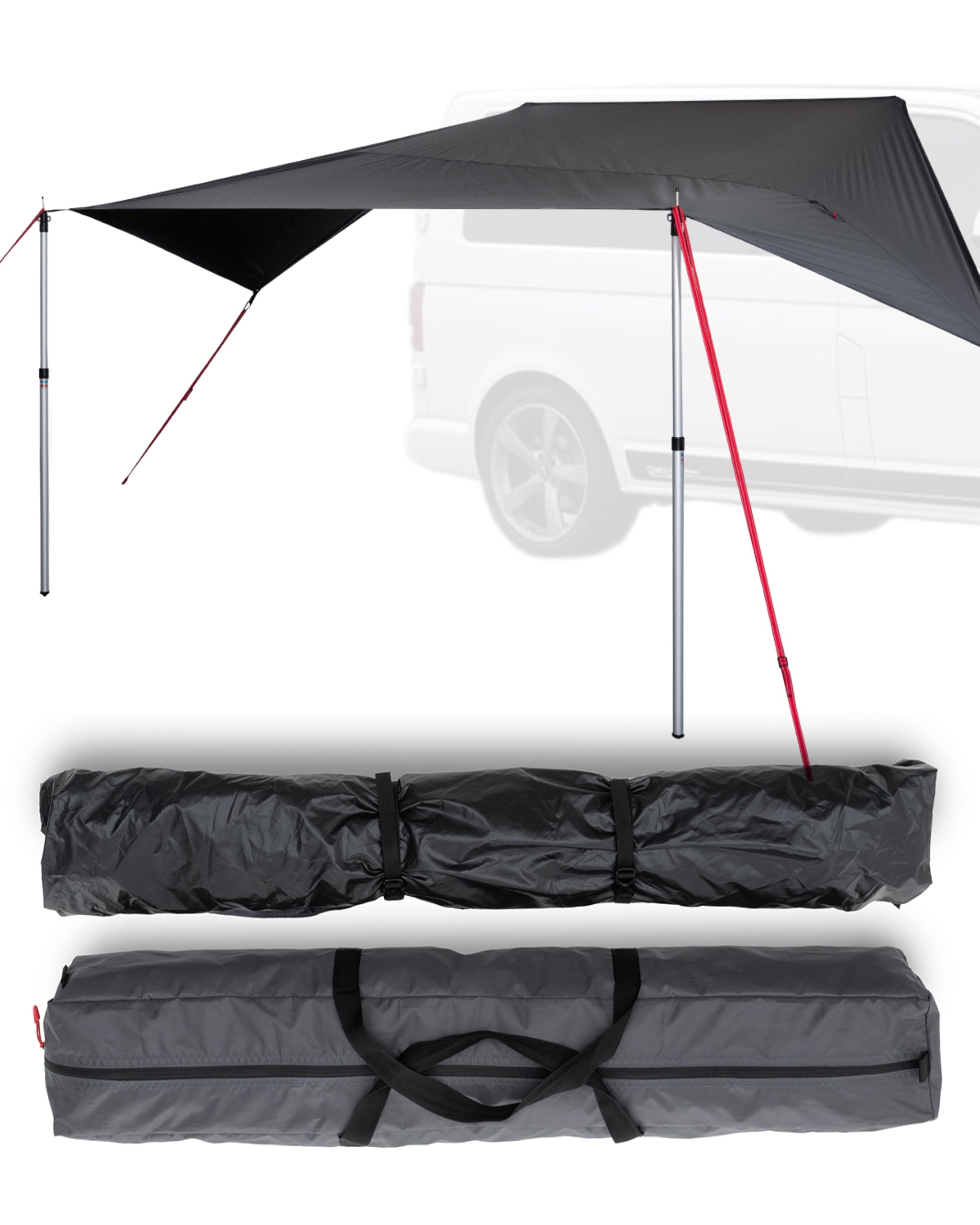 qeedo Motor Tarp Universal Sonnensegel für Camper, Wohnmobil, Van, PKW & SUV – wasserdichtes Vordach mit Keder & Saugnapf