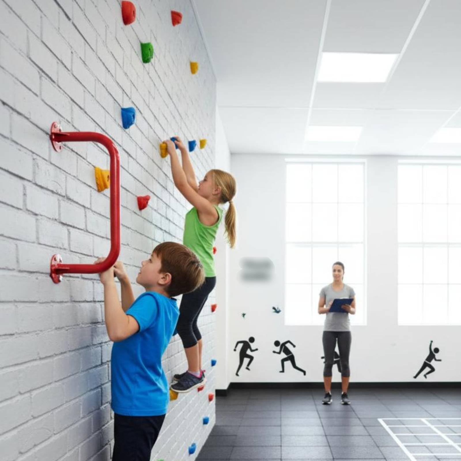 Barra Arrampicata Bambini per Parete Sbarra Trazioni Attrezzo Esercizi Struttura Ginnica Acciaio con Verniciatura in Uso Adatta a Camerette Sale Giochi Palestra Domestica, Tiffany