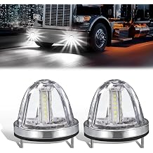Ultra-Bright 3 Function 360 Rotation Strobe Watermelon Lights for Semi Truck, [3 Lighting Modes] Clear ABS Lens White LED Side Marker Signal Lights for Kenworth Peterbilt Freightliner, 2 PCS