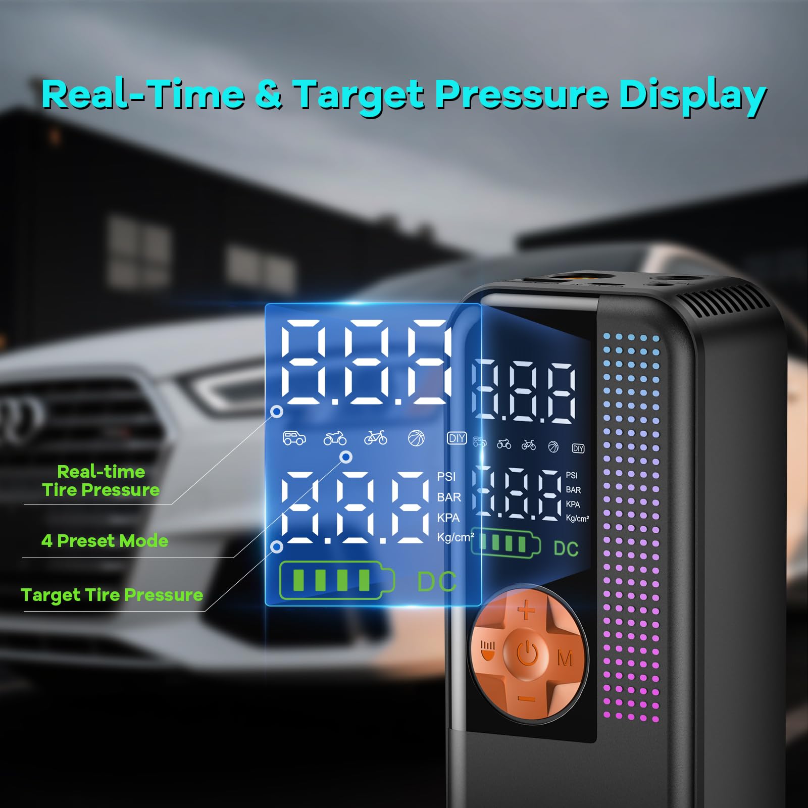 Portable Tire Inflator Air Compressor 150 PSI Cordless Air Pump 6000mAh Battery 12V Car Outlet Digital Pressure Gauge — view 5