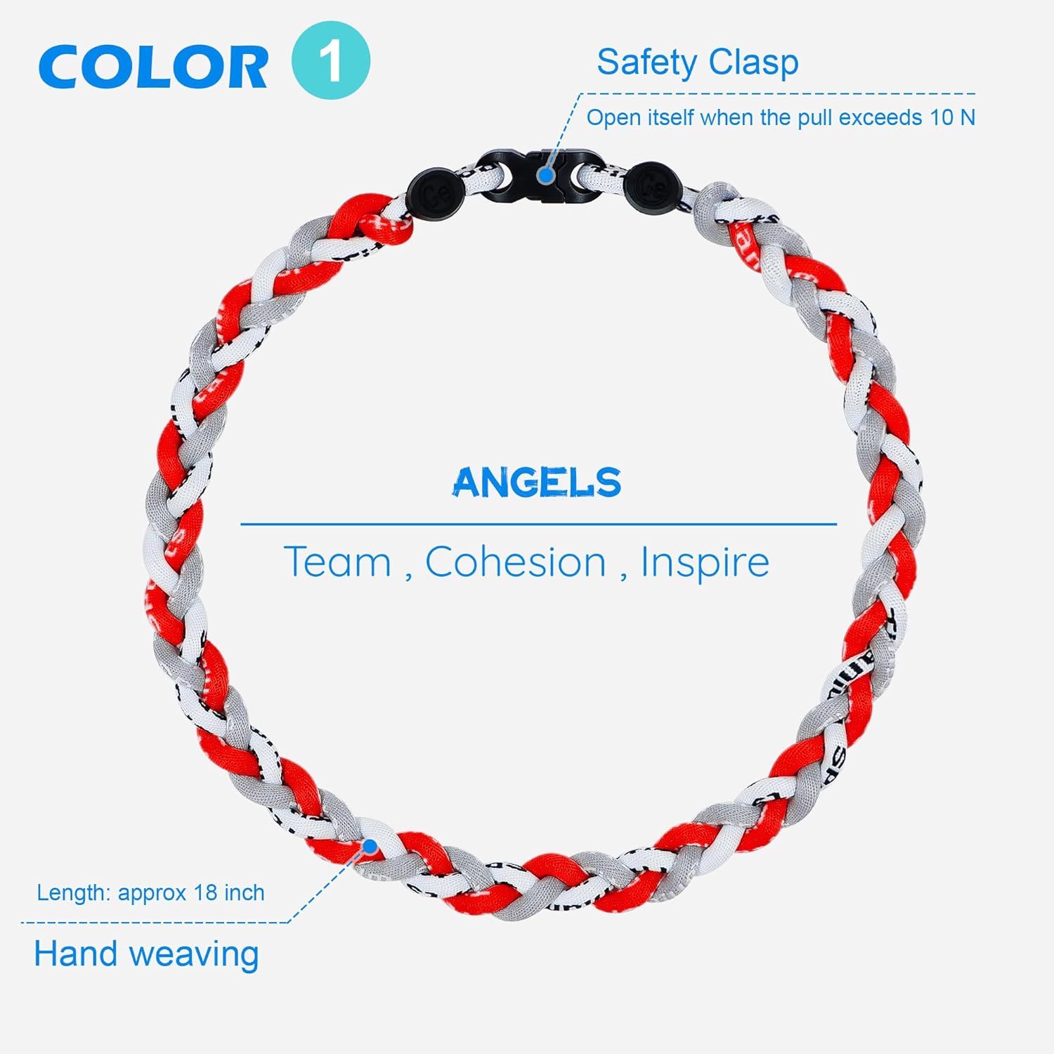 3 pcs Baseball Rope Necklaces, League Team Colors Braided Necklace, Baseball Team Gifts - Image 2