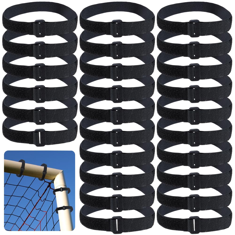 GORGECRAFT 30Pcs Soccer Goal Net Attachment Straps Trap Soccer Net Fastener Black Hook and Loop Fastening Ties for Holding Placement Nets to the Goal Posts Sports Football Training Cable Organization