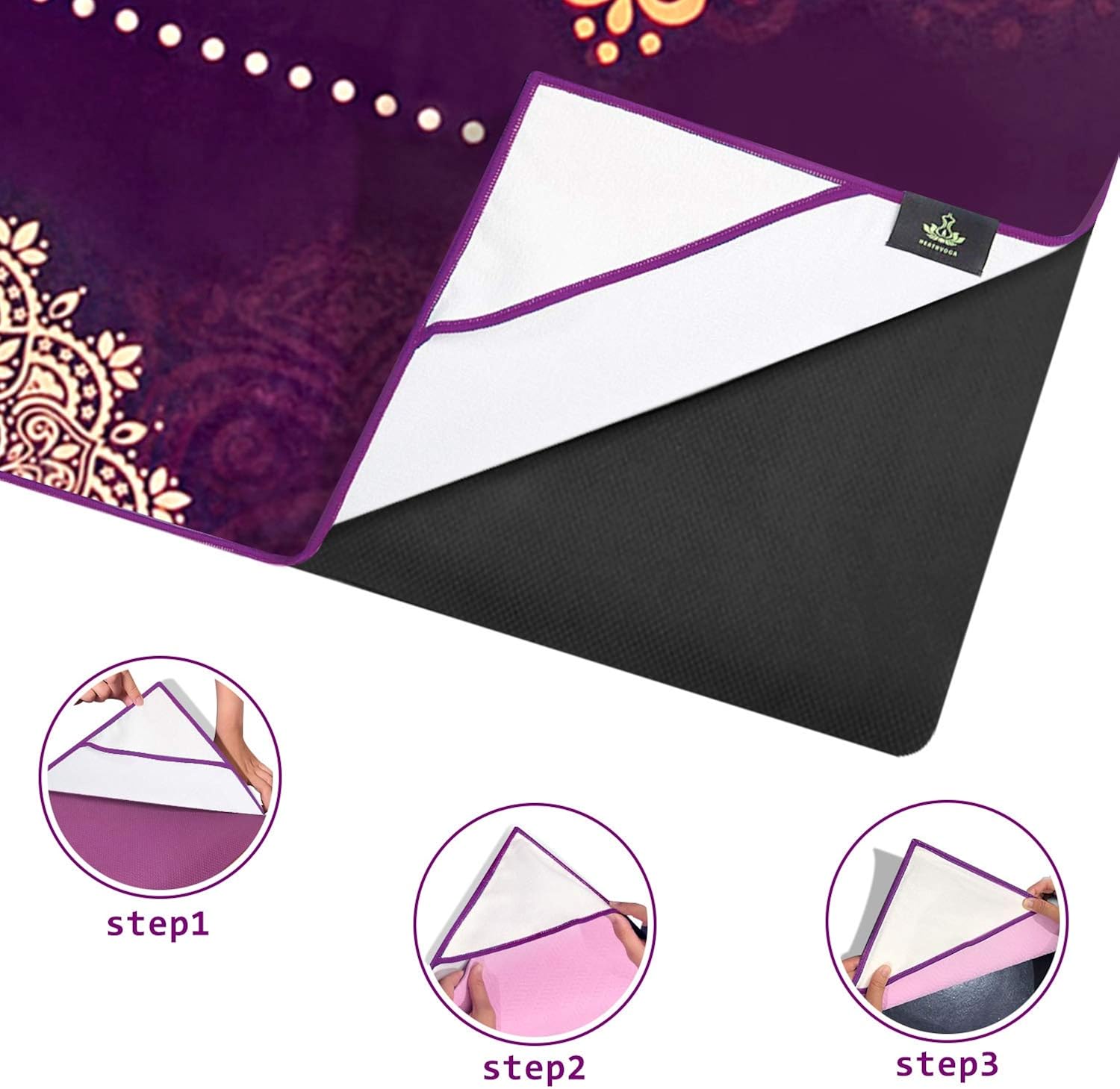 Heathyoga Non Slip Hot Yoga Towel, 100% Microfiber Non Slip Yoga Mat Towel for Hot Yoga, Pilates and Fitness, Exclusive Corner Pockets Design + Free Spray Bottle : Sports & Outdoors