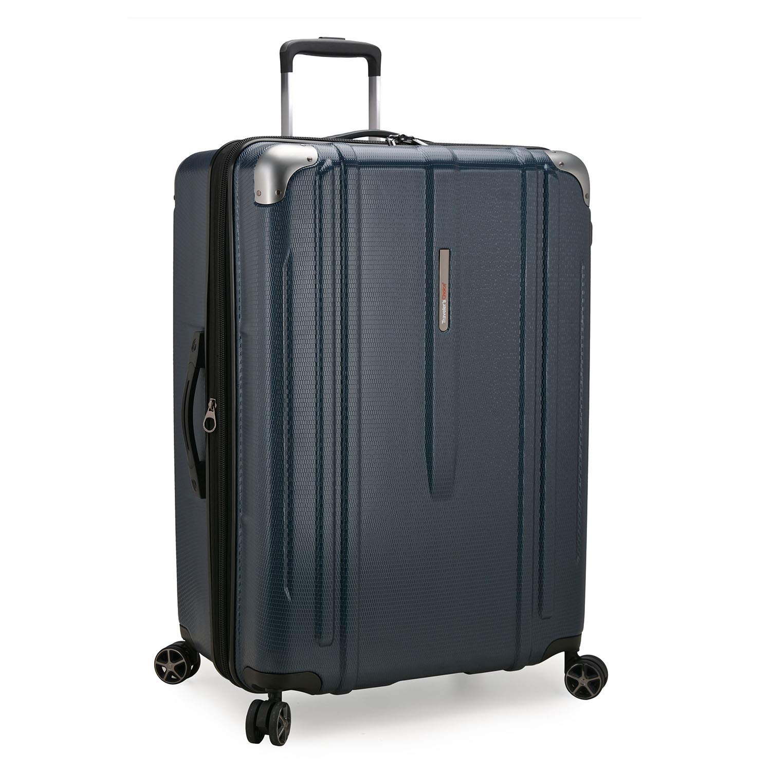 New London II Hardside Expandable Spinner Luggage, Navy, Checked-Large 29-Inch