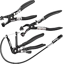 Toolwiz 3 Stück Schlauchklemmenzange, Schellenzange Kfz inklusive 68,6 cm langer Reichweite, Drahtfeder-Schlauchklemmenzange, Flachband und Abgewinkelte Schlauchschellenzange