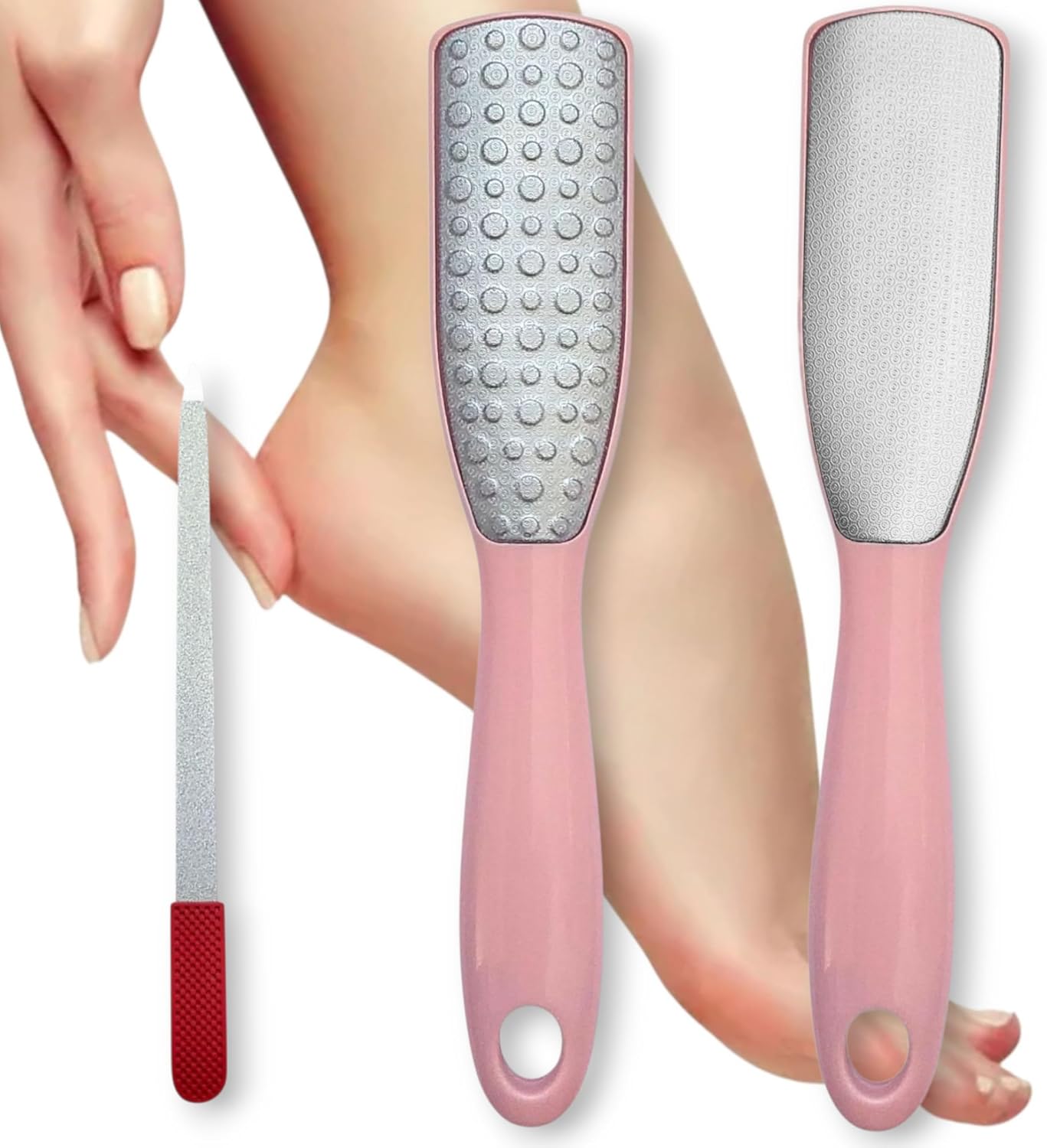 Professional Foot File & Callus Remover Set – 2-in-1 Stainless Steel Pedicure Rasp + Sapphire Nail File – Wet & Dry Use – Salon Quality