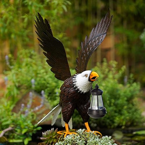 Nacome Estatuas grandes de metal de águila calva para exteriores, decoraciones de patio, esculturas y estatuas de jardín al aire libre, regalos de