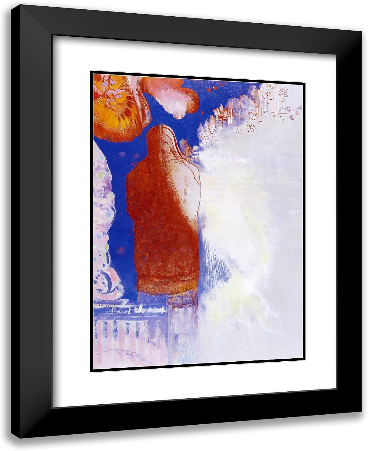 ArtDirect Redon, Odilon 19x24 Gold Ornate Framed Art Print with Double Matting Titled: The Saint