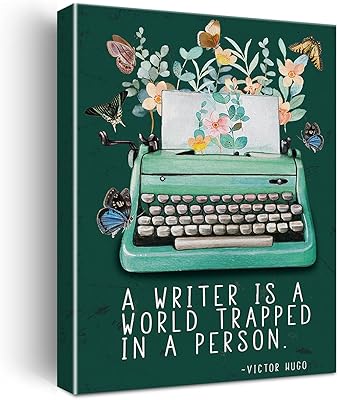 Writer Wall Art a Writer is a World Trapped in a Person Canvas Painting Prints for Home Wall Decor Framed Reading Books Ar...