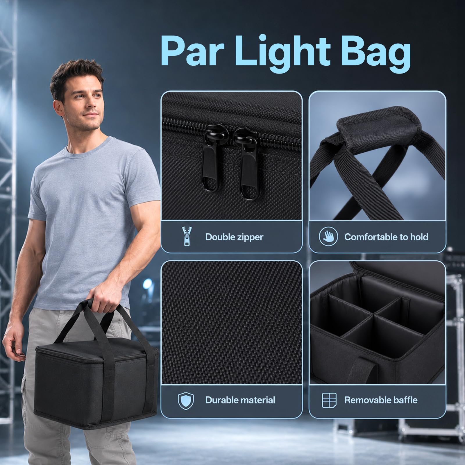 Juego de 4 luces LED RGBW par mini para escenarios, ligeras, con bolsa + mando a distancia, 4/8 canales, DMX Par de faros controlados por sonido, luces de discoteca para casa, fiesta