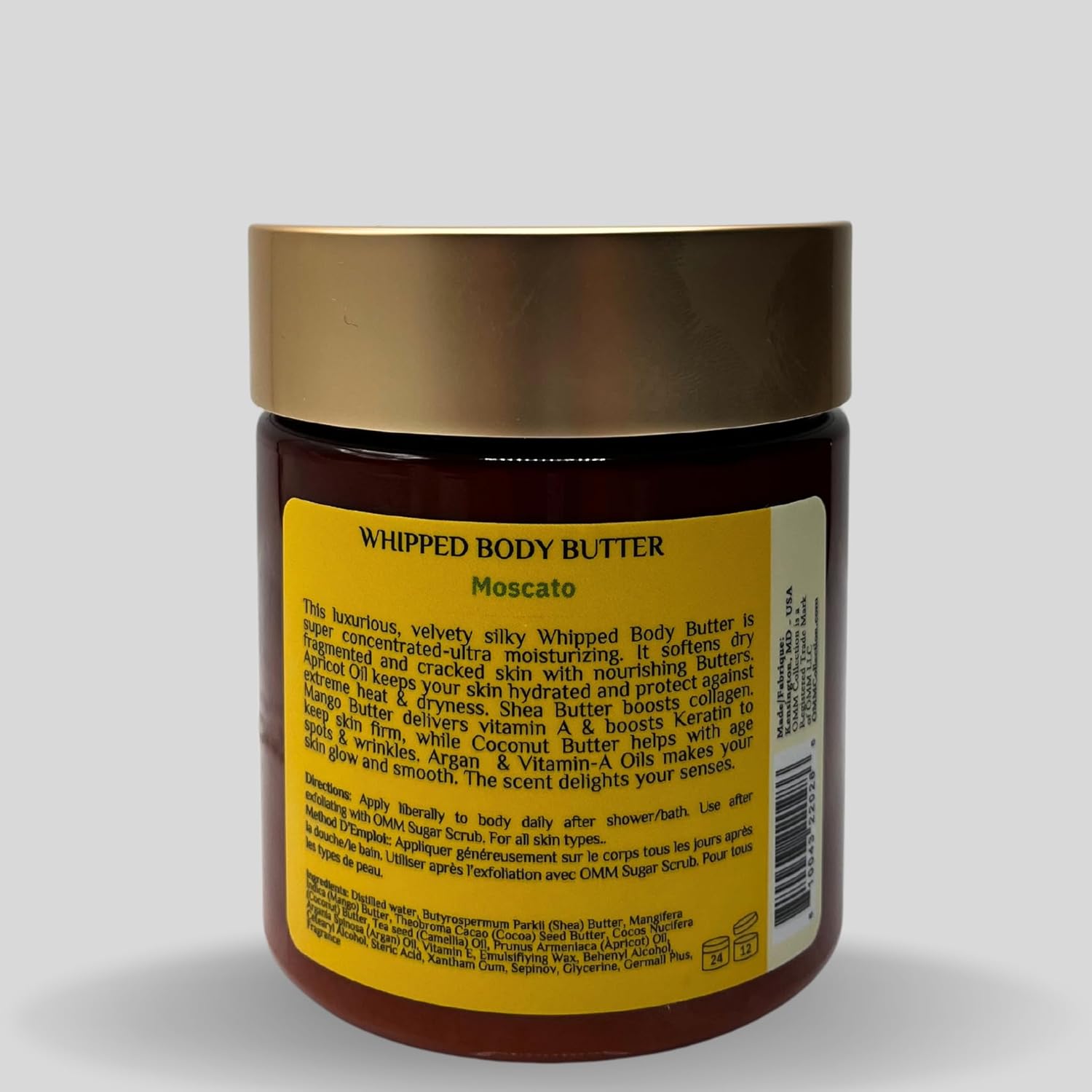 OMM Collection Natural Whipped Body Butter Soufflé For Dry & Sensitive Skin - Whipped Shea Butter Infused By Vitamin E & A, Mango Butter & Cacao Butter - (Moscato)