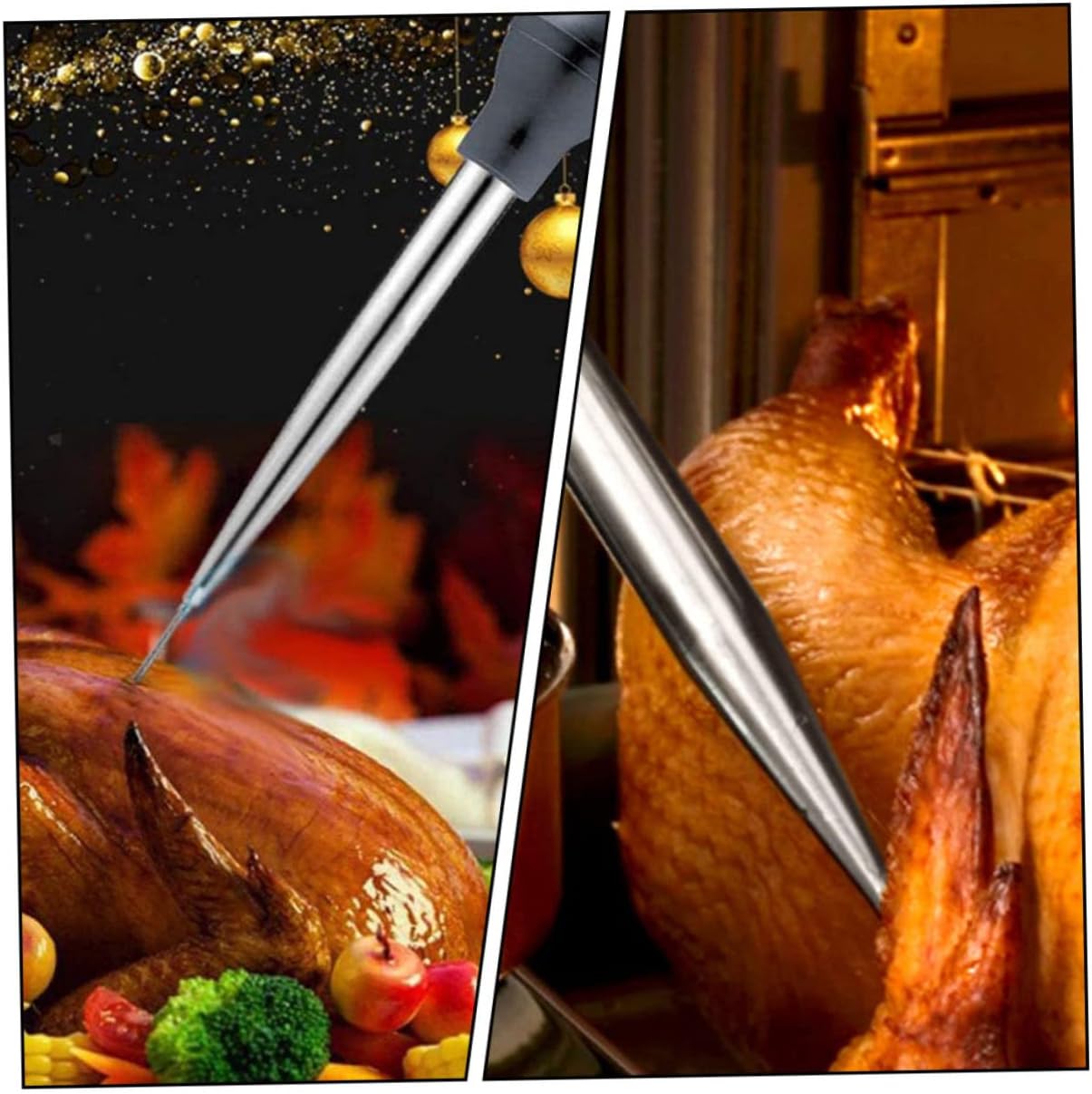 Turkey Baster Injector Cleaning Brush 4-Piece Silicone Seasoning Syringe Kit for BBQ and Kitchen Meat Cooking