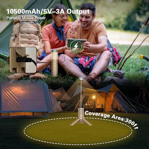 Miniatura 3 de Luces telescópicas para camping, linterna de camping recargable con soporte, 10500mAh plegable al aire libre aventura luz de trabajo, base magnética