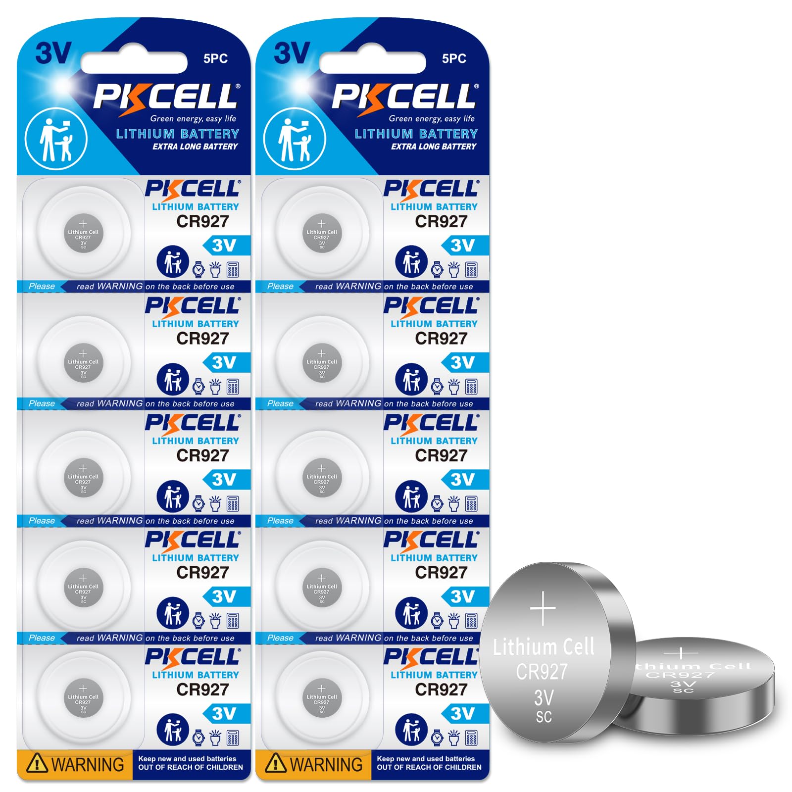 CR927ボタン電池 3V リチウムコイン電池 PKCELL 10個 BR927 交換