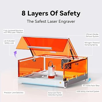 TOOCAA 40W Laser Engraver and Cutter Machine with 5 in 1 Rotary Roller Set,Smart Camera,Air Assist,Honeycomb Panel, 22 x 22 Bed Size Enclosed Laser Engraver Cutting Machine for Tumblers Wood Metal