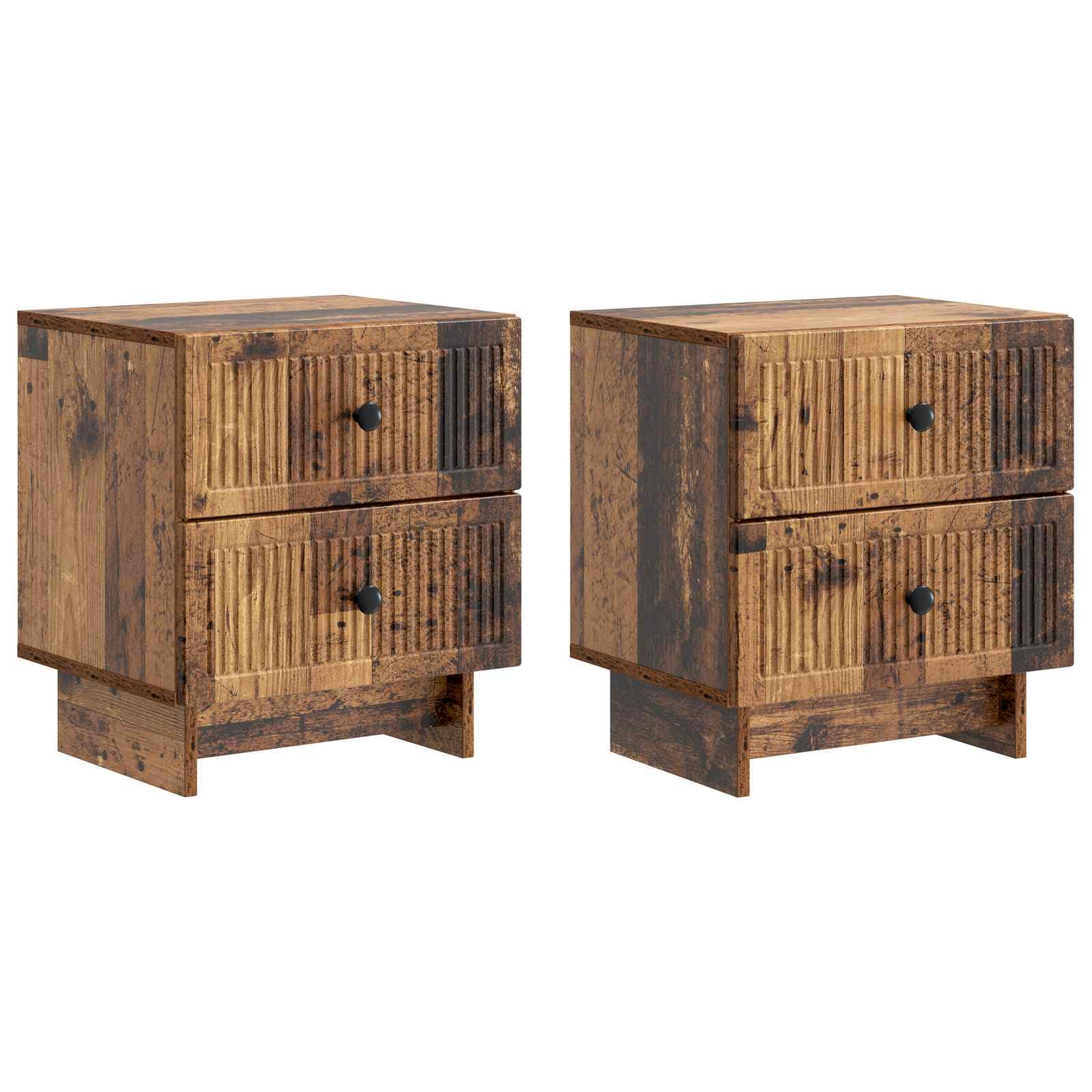 Lot de 2 tables de chevet style vintage avec 4 tiroirs de rangement meuble de nuit en bois