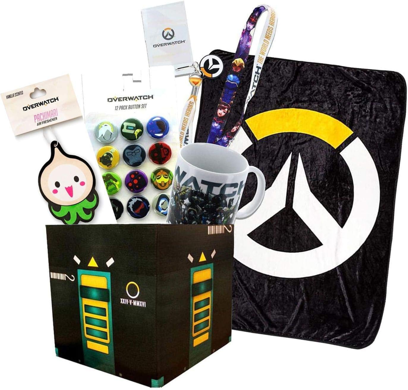 Overwatch Collectibles |Collectors Looksee Box | Fleece Blanket | Mug | Pins